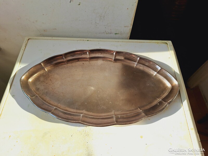 Art-deco style silver plated? Heavy metal tray 41 cm long cheaply!