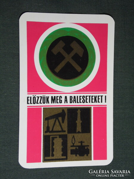 Kártyanaptár, Bányász szakszervezet, baleset megelőzés,grafikai rajzos, 1974,   (5)