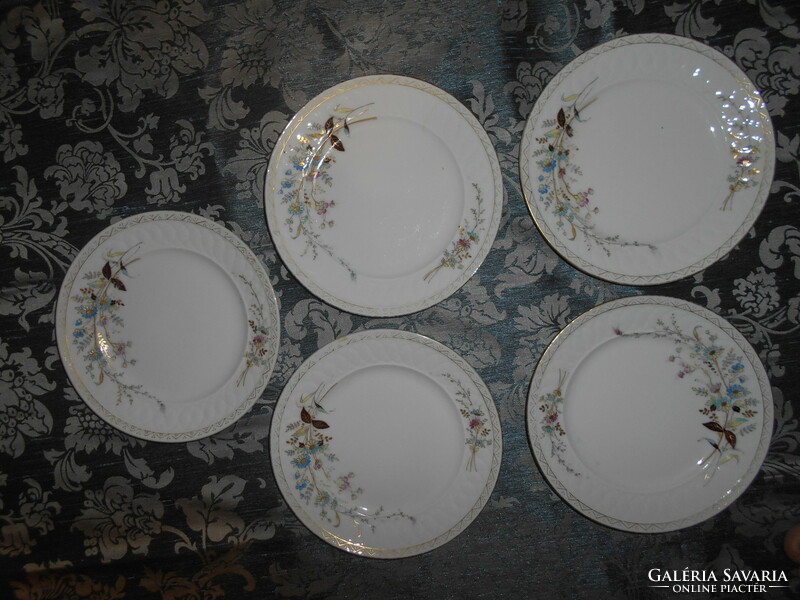 5 db Láng Mihály kézzel festett tányér hagyományos  nagyon szép polgári porcelán   1900-as év eleje-