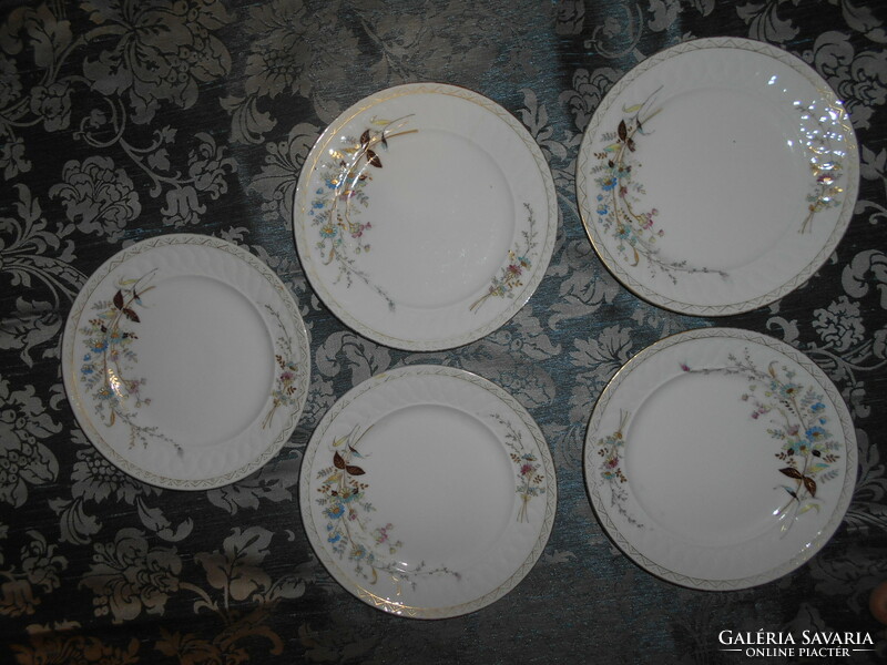 5 Láng Mihály hand-painted plates, traditional, very beautiful bourgeois porcelain, early 1900s