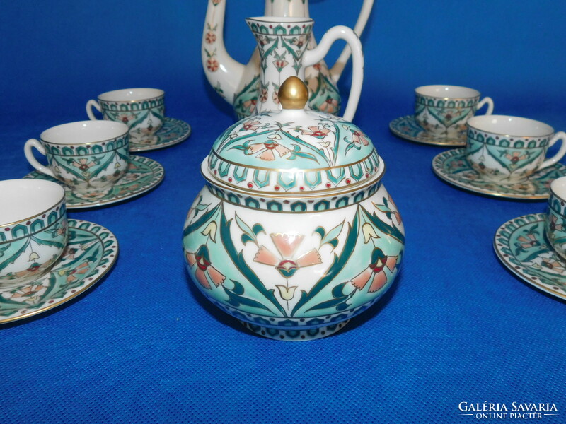 Zsolnay 6-piece coffee set with Persian pattern