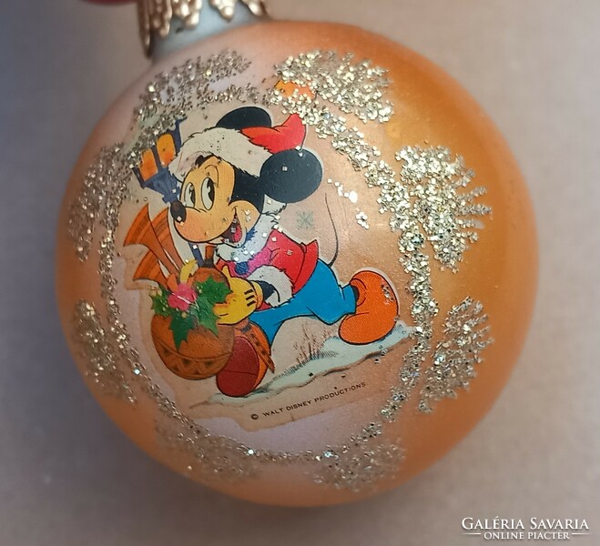 Retro rare disney mickey mouse minnie glass globe glass christmas tree decoration