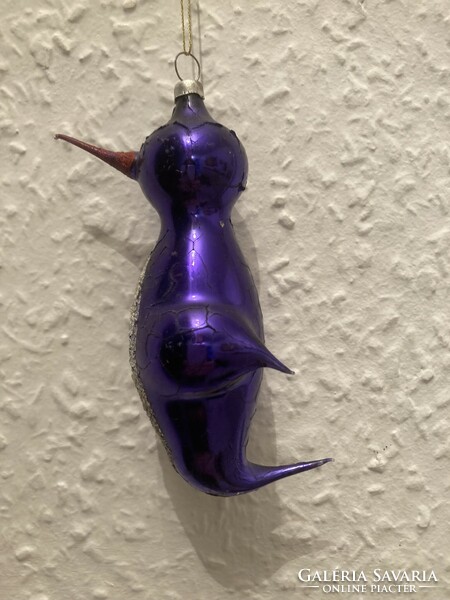 Purple glass penguin Christmas tree decoration