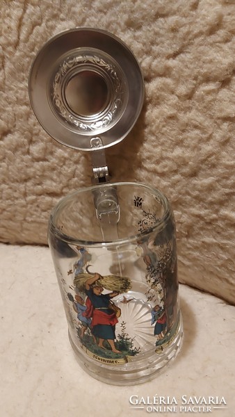 Beer mug metal glass with lid cup seasons