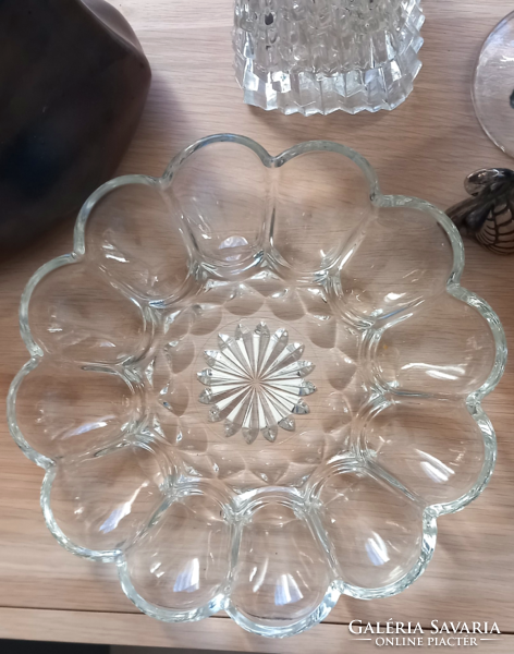 Molded glass egg holder, Easter egg serving bowl