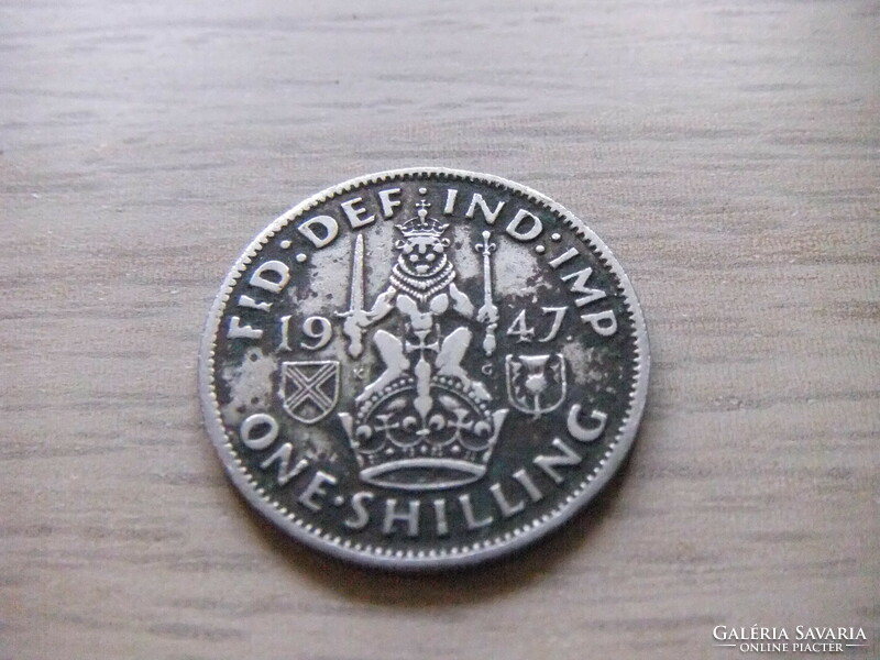 1 Shilling  1947   Anglia  ( Skócia címer Szemben ülő oroszlán a Korona  felett  )