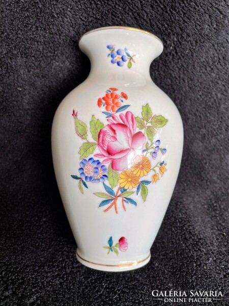 Herend porcelain vase, with flower pattern decoration, 14 cm, 1955