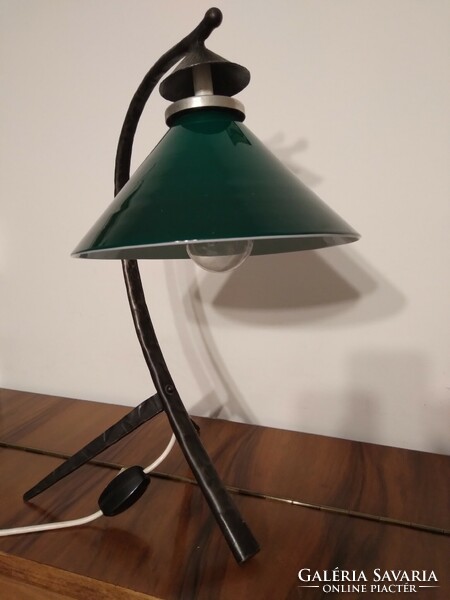 Bank lamp with a rare, round hood