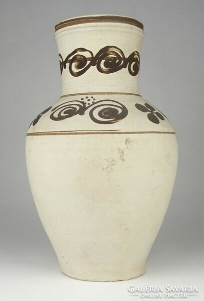 1C370 old white hand-painted earthenware pot 23 cm