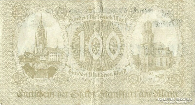 100 millió márka 1923.09.28. Németország Frankfurt