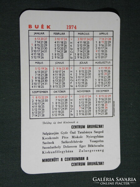 Card calendar, center stores, graphic artist, humorous, female model, 1974, (5)