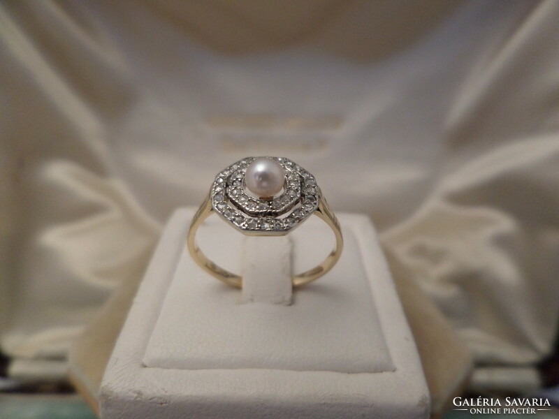 Art deco antik arany gyűrű gyémántokkal