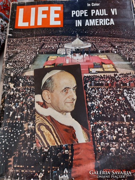 RITKA! LIFE magazin 1965. és  VI. Pál pápa képeslapon, eredeti bélyeggel, vatikáni bélyegzővel