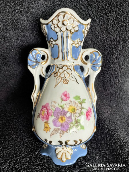 Royal Dux Bohemia cseh porcelán váza, virágmintás dekorral
