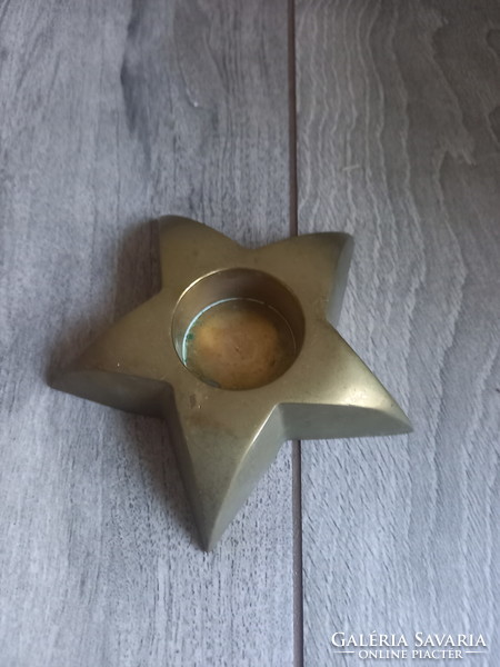 Csodaszép masszív régi réz mécsestartó csillag (2,5x12,2 cm)