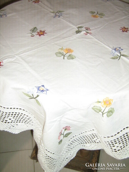 Beautiful handmade crocheted floral tablecloth