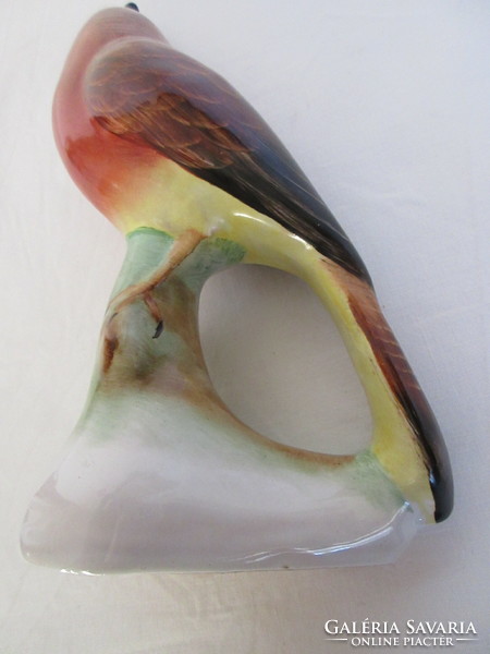 Large, marked Bodrog Kresztúr ceramic parrot.