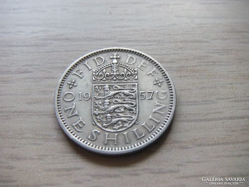 1 Shilling 1957 England (English coat of arms three lions on the coronation shield)