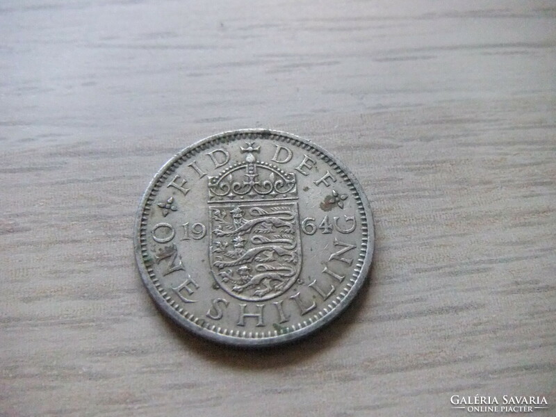 1 Shilling  1964   Anglia  ( Angol címer Három Oroszlán a Koronázási Pajzson  )