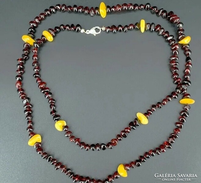 Amber necklace, 925 ös, with sterling lock - new