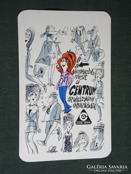 Card calendar, center stores, graphic artist, humorous, female model, 1974, (5)