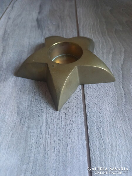 Beautiful solid old copper candle holder star (2.5x12.2 cm)