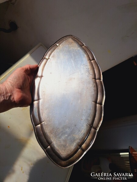 Art-deco style silver plated? Heavy metal tray 41 cm long cheaply!