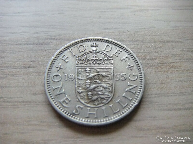 1 Shilling  1955   Anglia  ( Angol címer Három Oroszlán a Koronázási Pajzson  )