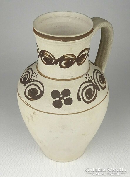 1C370 old white hand-painted earthenware pot 23 cm