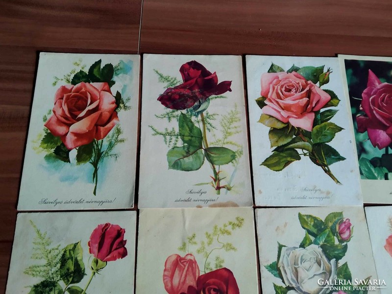 28 pcs, one floral sheet, roses, mainly from the 1950s-1960s