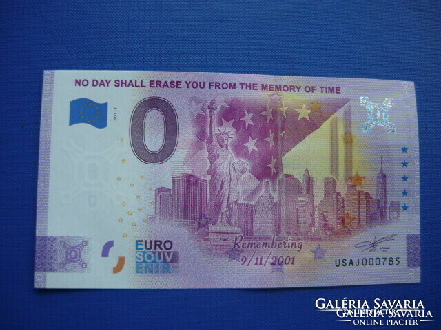 Usa 0 euro 2021 usa new york september 11! Rare memory paper money! Unc!