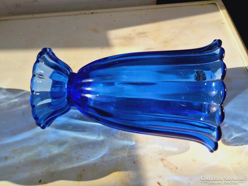 Art-deco-style (revival) bohemia glass labeled glass vase inspired by Joseph Hoffman!