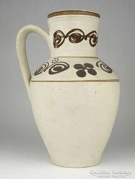 1C370 old white hand-painted earthenware pot 23 cm