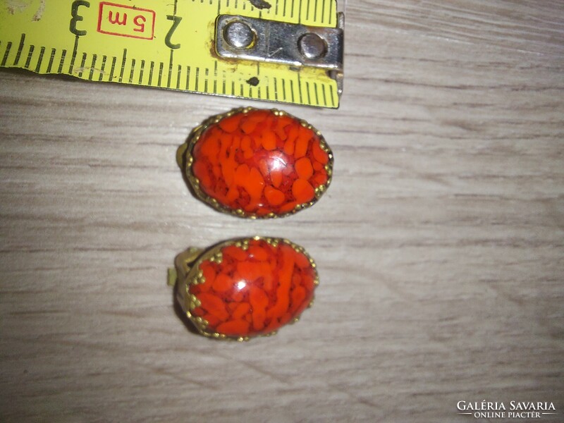 Pair of earring clips with red stones