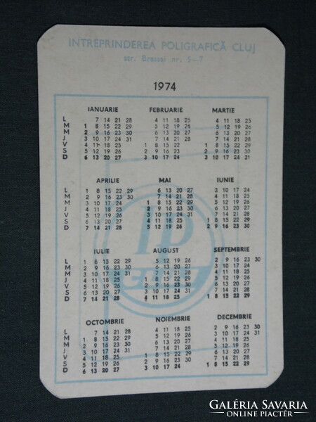 Card calendar, Romania, Cluj printing house, Transylvanian winter landscape detail, forest detail, 1974, (5)