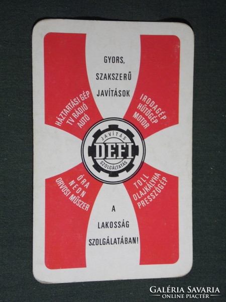 Kártyanaptár, DEFI finommechanikai vállalat, Debrecen, háztartásigép szerviz 1974,   (5)