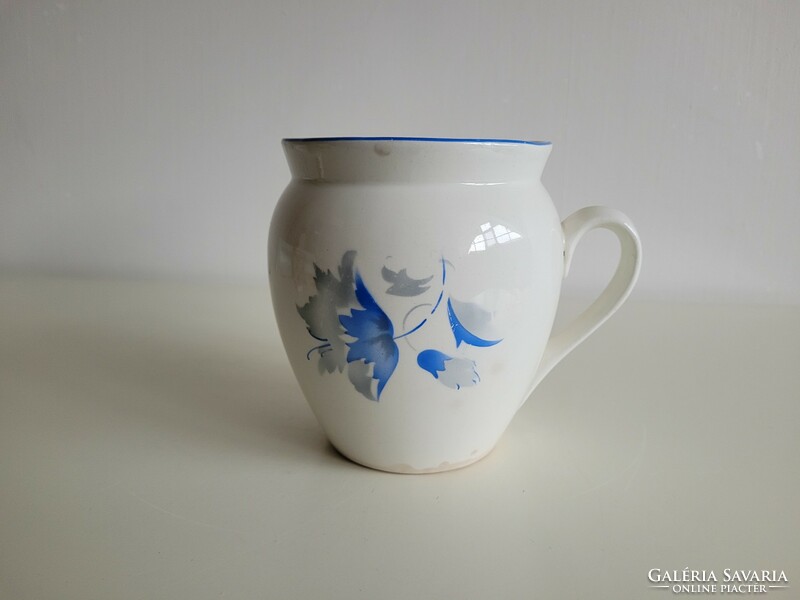 Old large-sized blue floral granite tumbler 1.2 liter silk milk mug