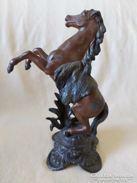 Antique horse statue, painted metal prancing horse 31 cm, 1.2 kg