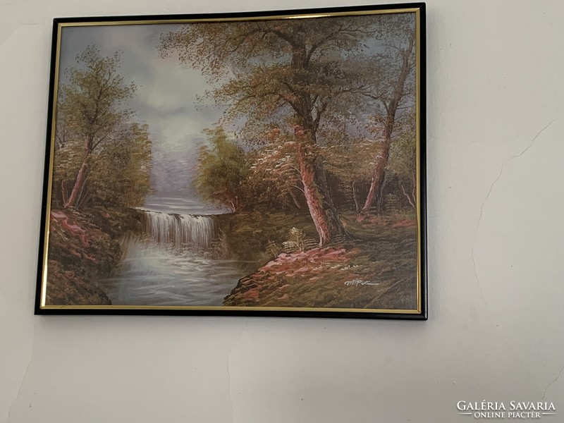 Retro landscape wall picture waterfall and forest wall decor 35 x 28 cm also available in Budapest