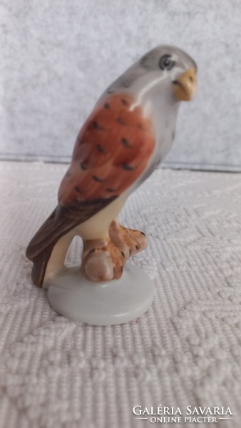 Herendi kisméretű sólyom madár, 8 cm, jelzett, hibátlan