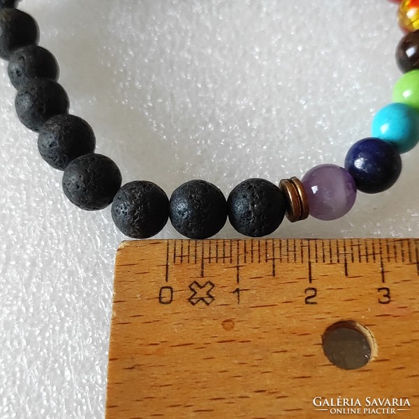 New lava stone chakra mineral bracelet (18cm when closed)