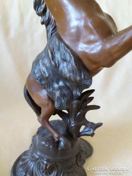 Antique horse statue, painted metal prancing horse 31 cm, 1.2 kg