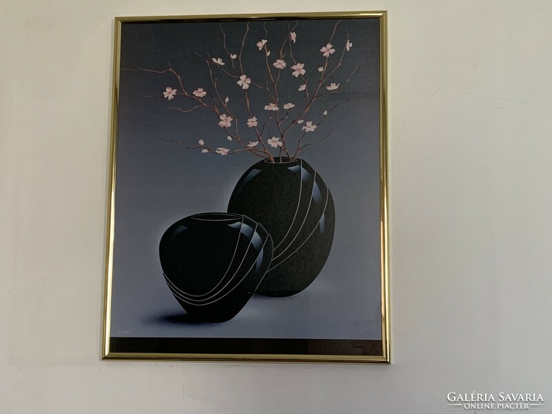 Retro falikép fali dekor art decos vázával és virággal 50,5 x 40,5 cm budapesti átvét is