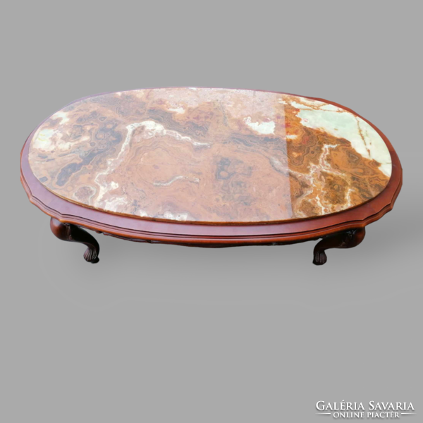 Baroque oval marble coffee table