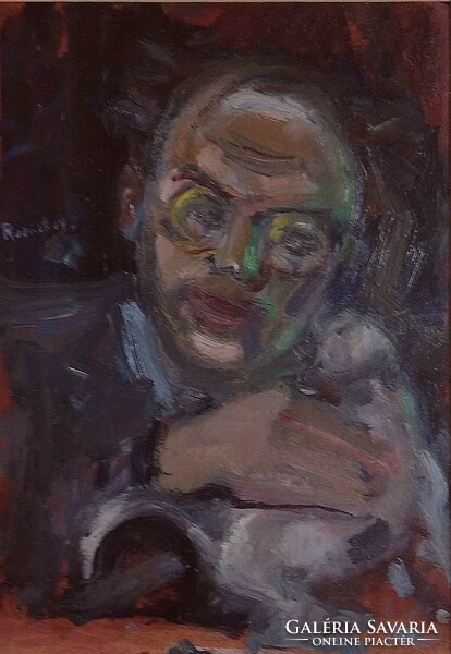 György Ruzicskay: self-portrait with a cat