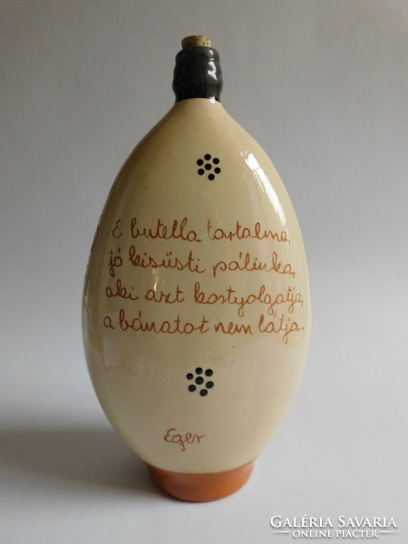 Váczi abaújszántó - folk ceramic butella with bird decor