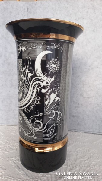 Large porcelain vase designed by Hollóháza, Saxon Endre, marked, flawless
