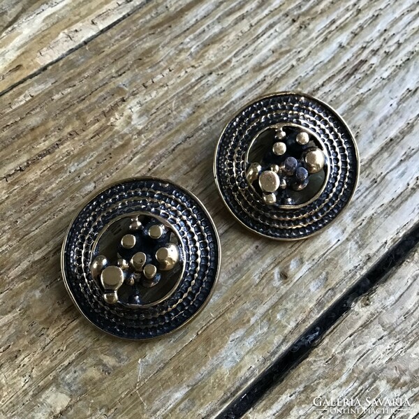 Old Finnish jorma lane bronze clip earrings, marked