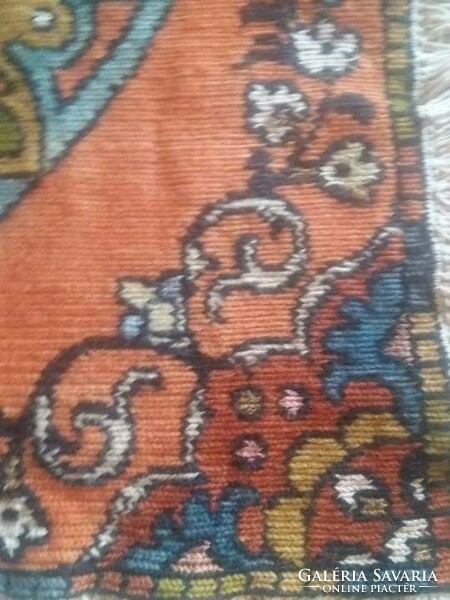 Old kelim tablecloth with fringe 130x130cm