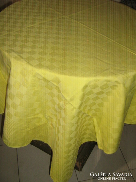 Beautiful yellow checkered damask tablecloth